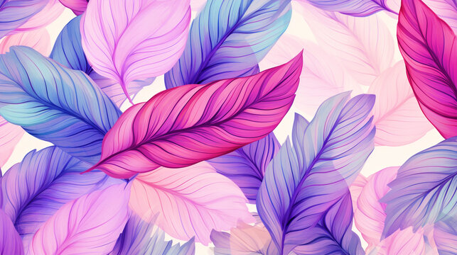 Colorful leaves in watercolor effect background - ai generative