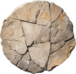 Cracked ground texture circle isolated on transparent background. PNG