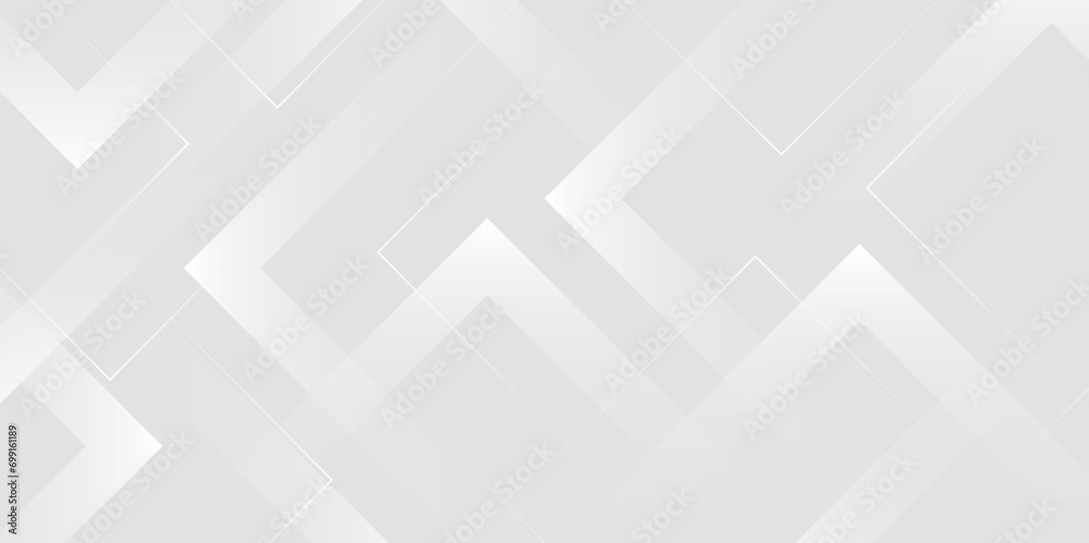Poster white and grey abstract modern background design. Elegant gray and white squares pattern. Grey white stripe background geometry shine and layer element vector for presentation design. 