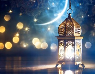 Fototapeta na wymiar Arabic lantern, Ramadan Kareem bokeh background