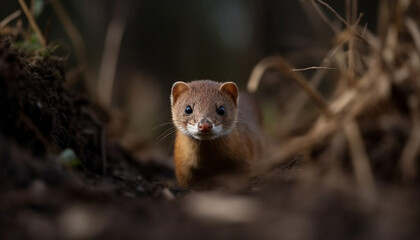 Obraz premium Cute small mammal in the wild, looking at camera outdoors generated by AI