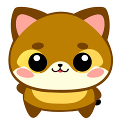 Cartoon character dog shiba inu in kawaii chibi style