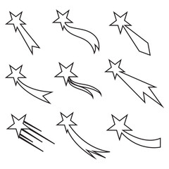 Shooting stars icon vector set. Comet tail or star trail illustration sign collection. Shooting stars vector. EPS 10