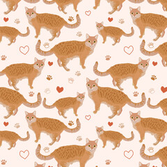Pattern with cats. Vector illustration.