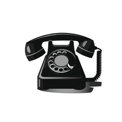 Old retro rotary dial telephone icon. Vintage phone isolated. Vector illustration