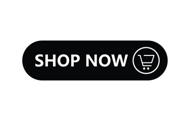 Shop Now Button with Cart Icon - Isolated Vector Illustration on White Background for E-commerce and Online Shopping
