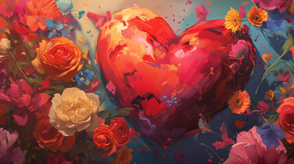 Illustration of valentine. Oil paint style