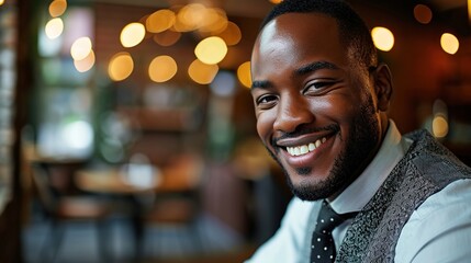 happy confident young african american business man smiling with confidence.