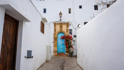 02_Beautiful street in the Kasbah Oudaya, Rabat, Morocco.