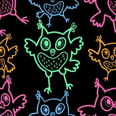 pattern with owls seamless abstract pattern background fabric fashion design print digital illustration art wrapping paper 