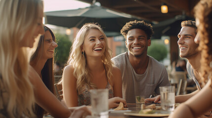 Gather with friends at an outdoor restaurant