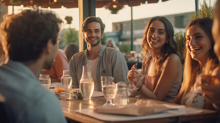 Gather with friends at an outdoor restaurant - Powered by Adobe