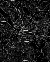 Pittsburgh Pennsylvania Map, Detailed Dark Map of Pittsburgh Pennsylvania - obrazy, fototapety, plakaty