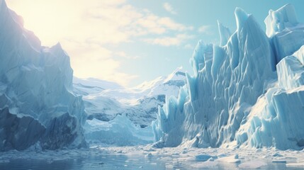 melting glacier, symbolizing the consequences of global warming generative ai - obrazy, fototapety, plakaty