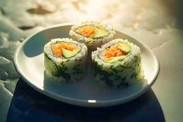 Vibrant Top-down View of Maki Rolls