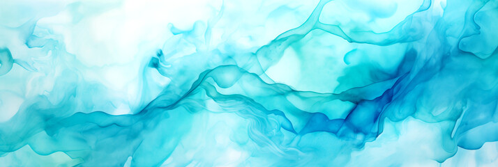 Obraz premium Alcohol ink painting, abstract painting in blue and green tones.