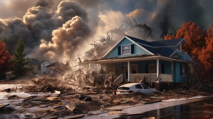 image capturing the aftermath of a natural disaster like a hurricane or tornado generative ai
