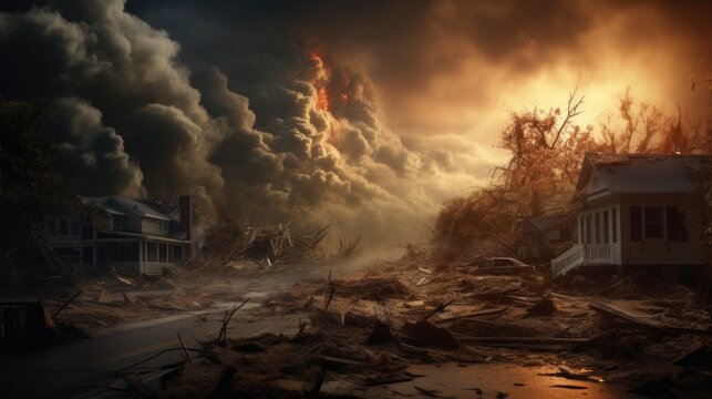 image capturing the aftermath of a natural disaster like a hurricane or tornado generative ai