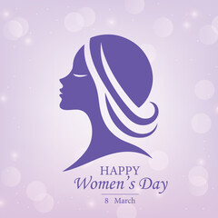 happy women's day holiday background with girl face