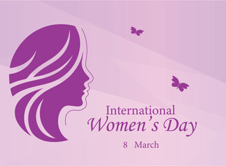 happy women's day holiday background with girl face