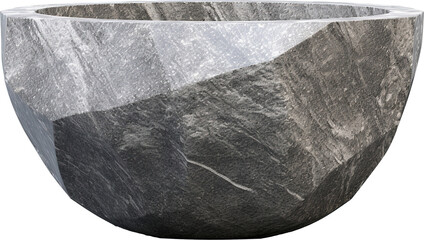 Black and white marble mortar isolated on transparent background. PNG