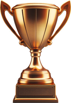 Golden Premier League trophy isolated on transparent background. PNG