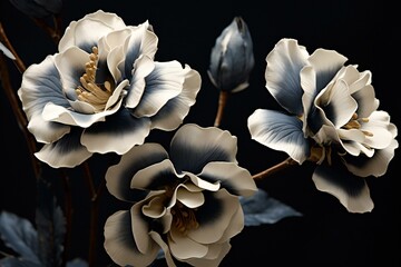 Flowers on a black background, close-up, macro photography