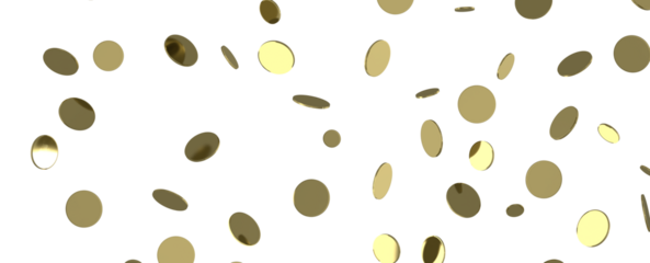 Golden serpentine confetti on transparent background. luxury isolated