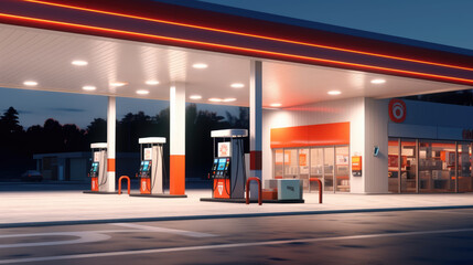 Modern gas station outdoor - obrazy, fototapety, plakaty