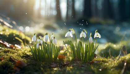 snowdrop in the grass