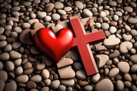 Red heart with cross 