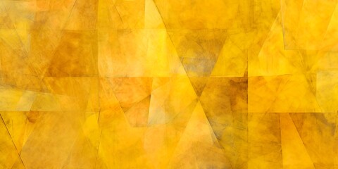 Yellow textured abstract background with geometrical soft edged shapes. Worn, ancient, vintage wallpaper. Sunny pattern design. Card, banner.