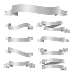 Fotobehang Set of silver ribbons on white background. vector illustration © HHO