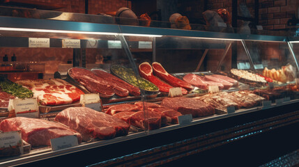 Close-up of the meat counter