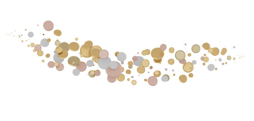 Euphoric Eruption: Magnificent 3D Illustration Showcasing Bursting gold Confetti