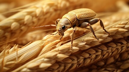 A weevil making its way across a grain, its body detailed and sharp. - Powered by Adobe