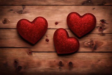 red heart on wooden background