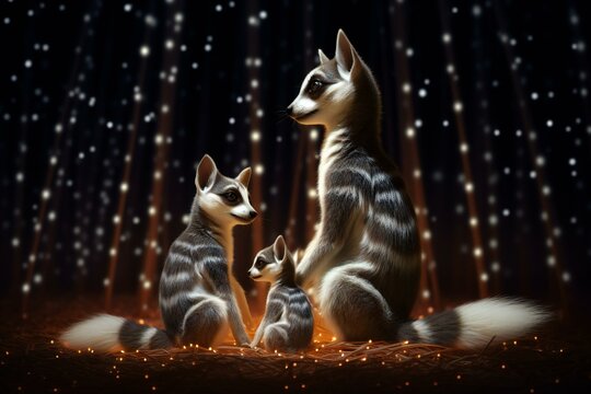 Image of a pair of red-and-white siberian huskies sitting on the ground