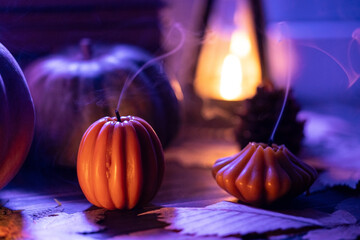 Smoke from autumn extinguished candles. Melancholic beauty, lyrical ambience
