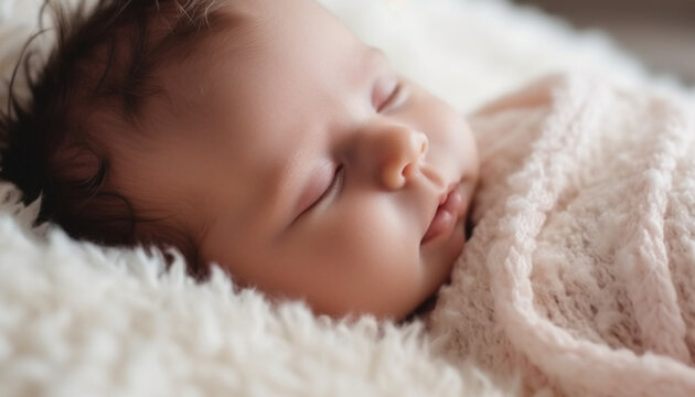 A cute newborn baby boy and girl sleeping peacefully together generated by AI