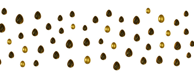 3d rendering of Easter elegant eggs with gold paint
