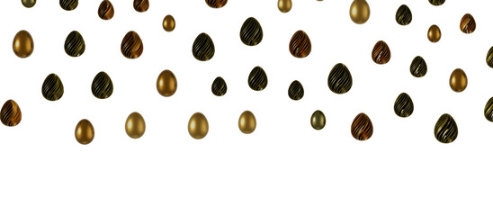 Easter eggs collection. White and gold 3d elegant design elements.