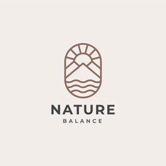 Adventure, outdoor, mountain, sea, river logo design template