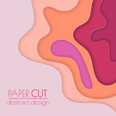 Fototapeta premium 3d layout of the cover, banner, leaflet in the style of cut paper. Abstract smooth shapes create the effect of depth and space. Abstract background for creative design and creative idea