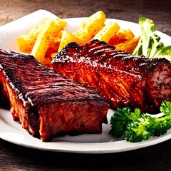 grilled steak with vegetables