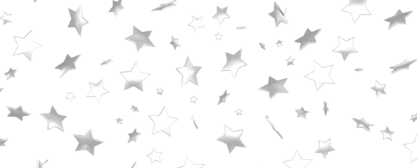 Group of silver stars isolated on white background.