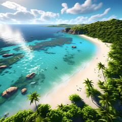 Tropical paradise ocean beach front scene ai art sequence 9 of 26
