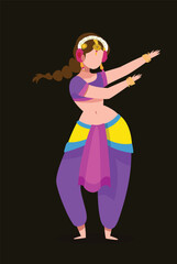 Graceful Bharatanatyam dancer with different mudras  graphic illustration