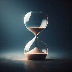 Hourglass counting passing time. Concept of limited time. Running time.