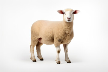 Fototapeta premium Sheep Posing on a White Background